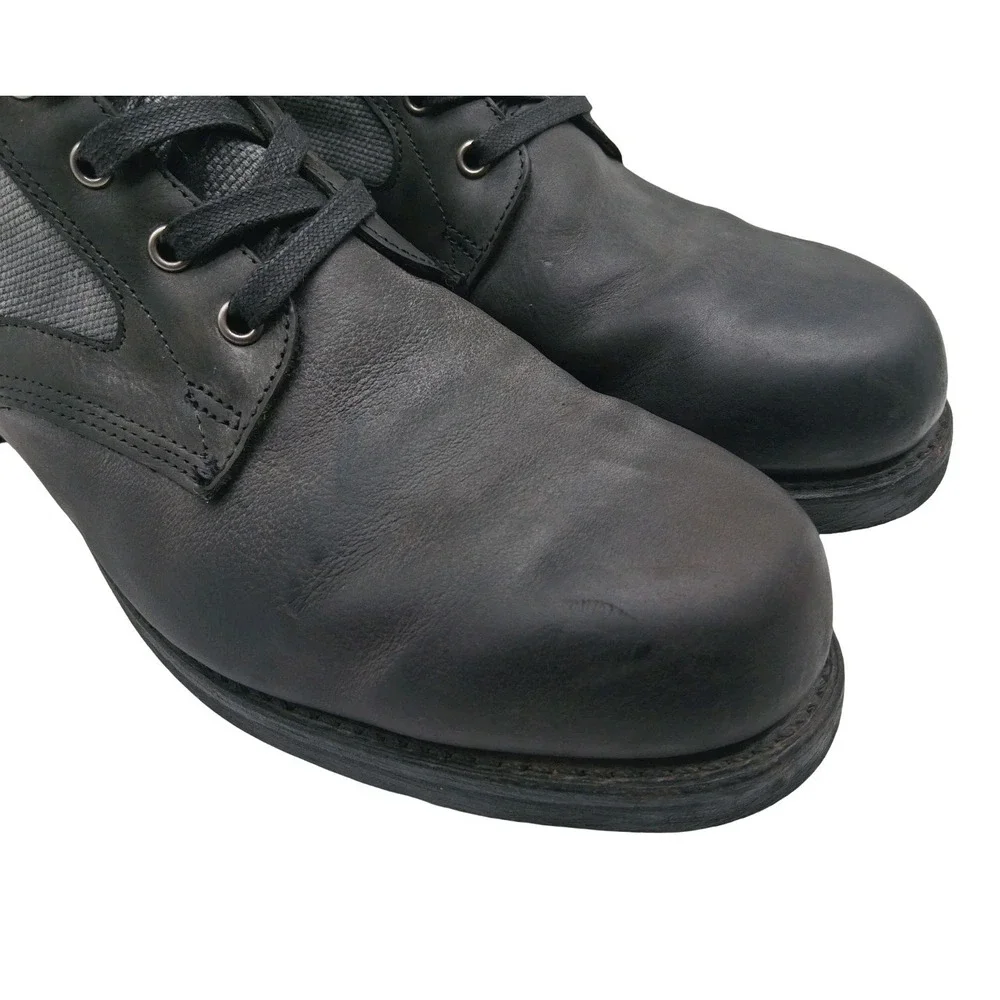 Frye Boots Mens Size 13 Black Gray Leather Combat Lace Up Mid Calf Casual Boots